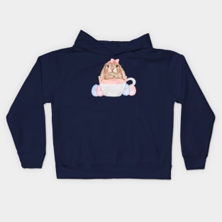 Bunny Cup Eggs Watercolor Kids Hoodie